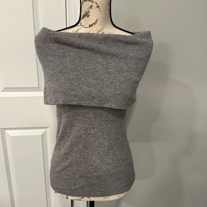 Autumn Cashmere Neiman Marcus Off the Shoulder Sleeveless Sweater Gray Small